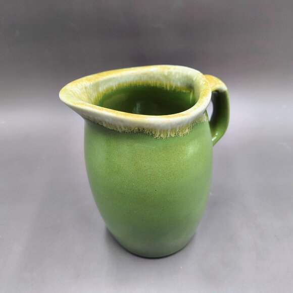 Hull Pottery Avocado Green Drip Glaze Creamer Sugar Bowl w/Lid Set MCM 1960s - Picture 10 of 11
